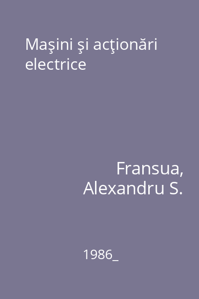 Maşini şi acţionări electrice