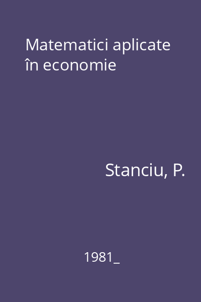 Matematici aplicate în economie