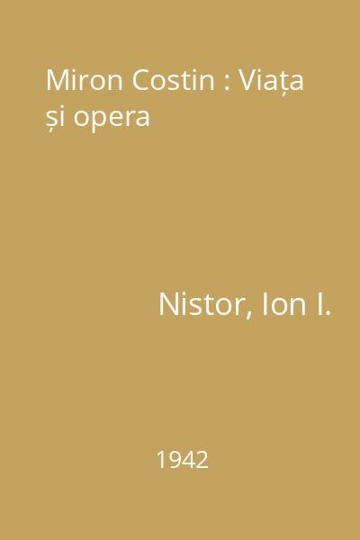 Miron Costin : Viața și opera