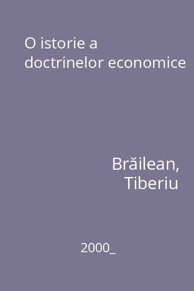 O istorie a doctrinelor economice