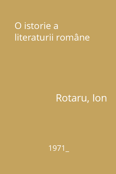 O istorie a literaturii române