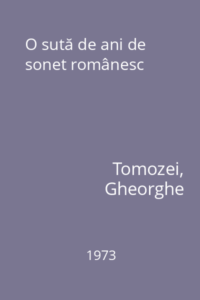 O sută de ani de sonet românesc
