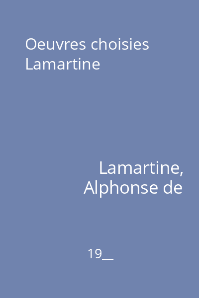 Oeuvres choisies   Lamartine