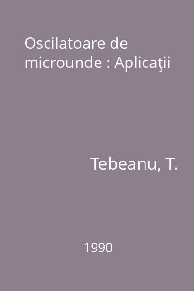 Oscilatoare de microunde : Aplicaţii