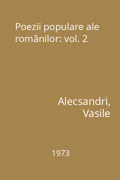 Poezii populare ale românilor: vol. 2