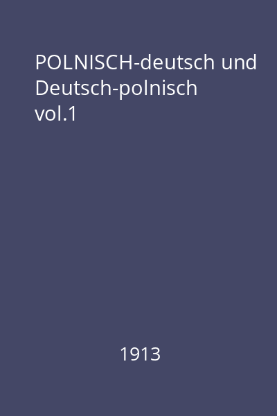 POLNISCH-deutsch und Deutsch-polnisch vol.1