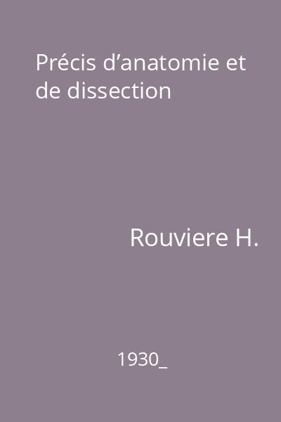 Précis d’anatomie et de dissection