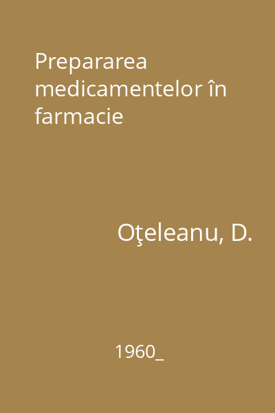 Prepararea medicamentelor în farmacie