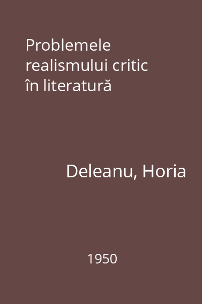 Problemele realismului critic în literatură