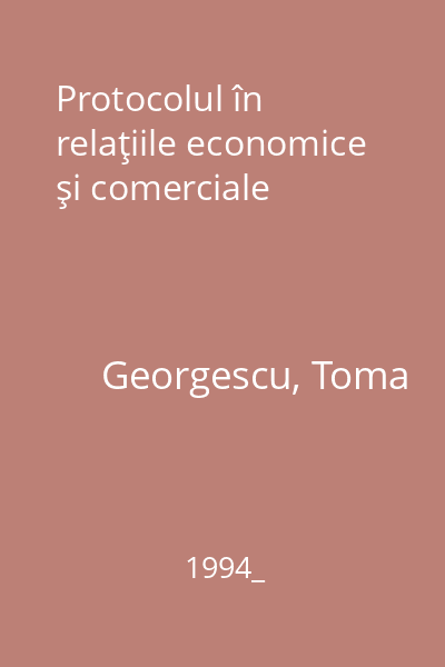 Protocolul în relaţiile economice şi comerciale