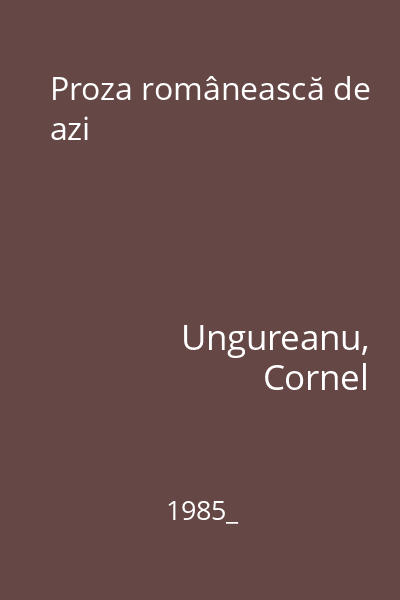 Proza românească de azi