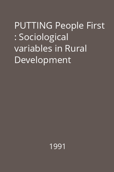 PUTTING People First : Sociological variables in Rural Development