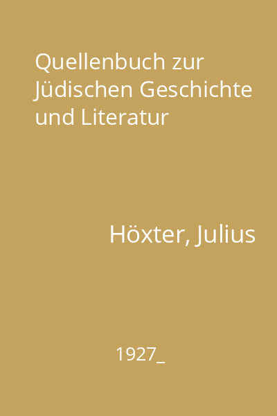 Quellenbuch zur Jüdischen Geschichte und Literatur