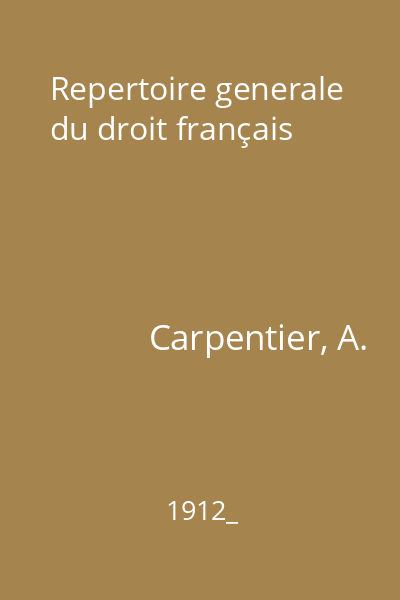 Repertoire generale du droit français