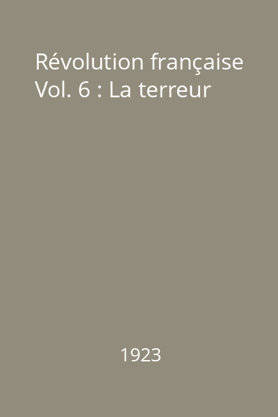 Révolution française Vol. 6 : La terreur