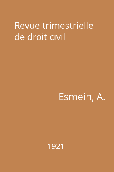 Revue trimestrielle de droit civil