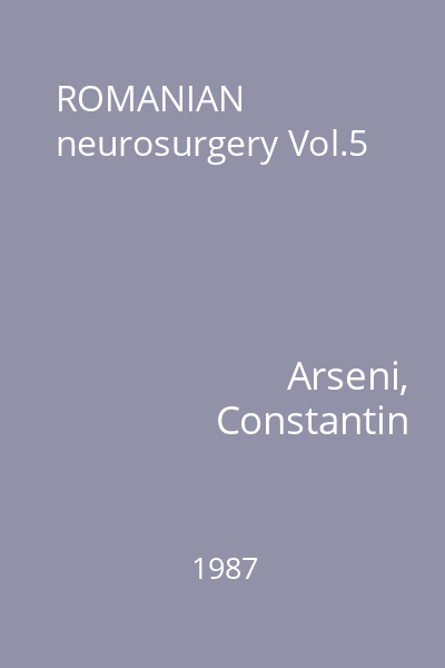 ROMANIAN neurosurgery Vol.5