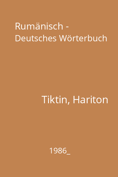 Rumänisch - Deutsches Wörterbuch