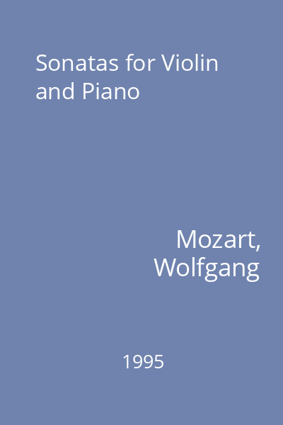 Sonatas for Violin and Piano