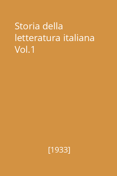 Storia della letteratura italiana Vol.1