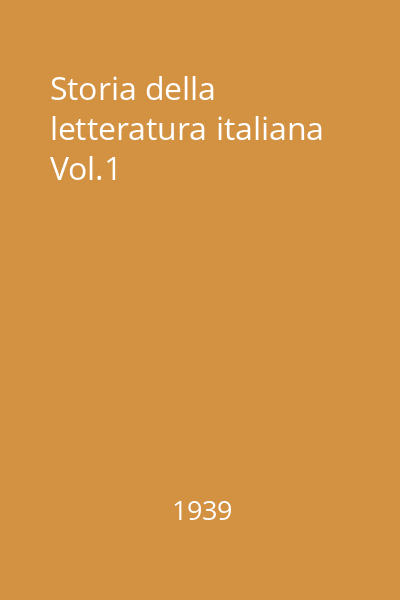 Storia della letteratura italiana Vol.1