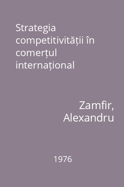 Strategia competitivității în comerțul internațional