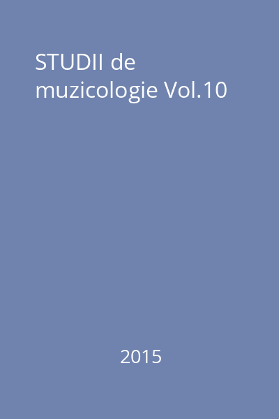 STUDII de muzicologie Vol.10