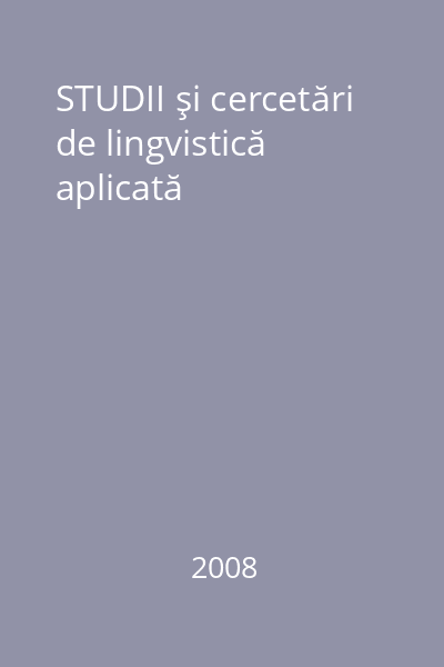 STUDII şi cercetări de lingvistică aplicată