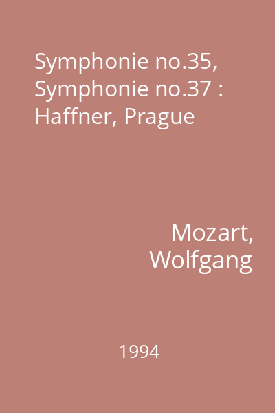 Symphonie no.35, Symphonie no.37 : Haffner, Prague