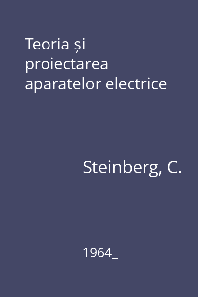 Teoria și proiectarea aparatelor electrice