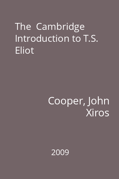 The  Cambridge Introduction to T.S. Eliot