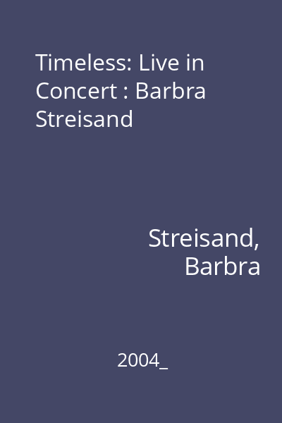 Timeless: Live in Concert : Barbra Streisand