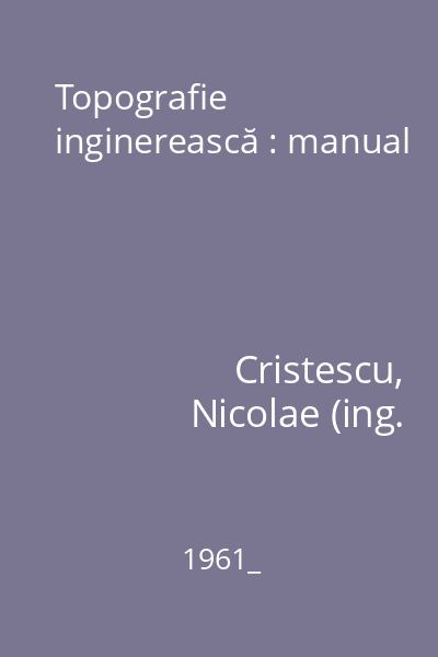 Topografie inginerească : manual