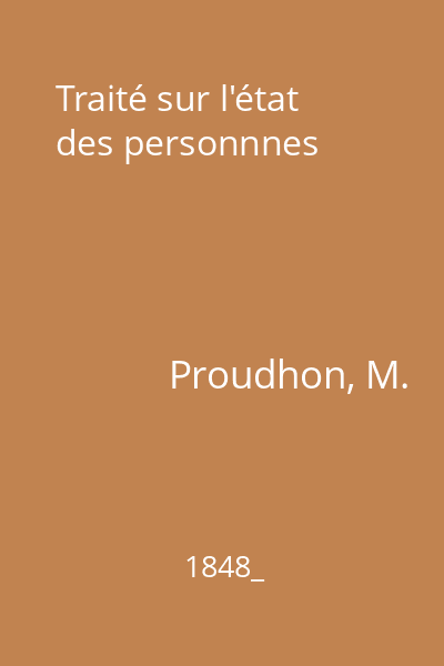 Traité sur l'état des personnnes