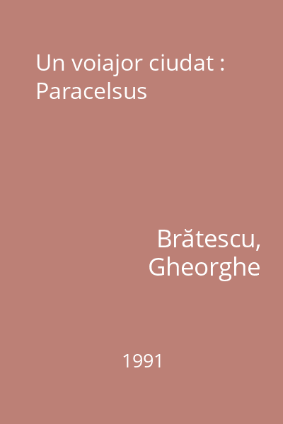 Un voiajor ciudat : Paracelsus