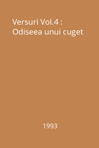 Versuri Vol.4 : Odiseea unui cuget