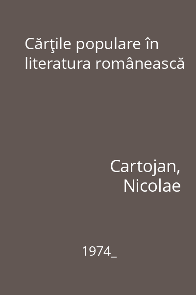 Cărţile populare în literatura românească