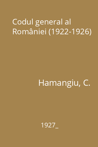 Codul general al României (1922-1926)