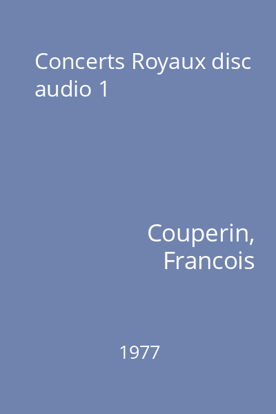 Concerts Royaux disc audio 1
