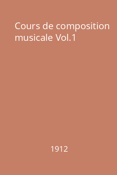 Cours de composition musicale Vol.1