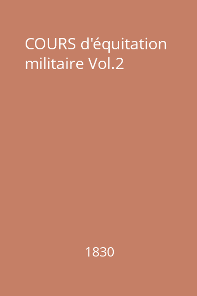 COURS d'équitation militaire Vol.2