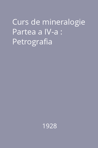 Curs de mineralogie Partea a IV-a : Petrografia