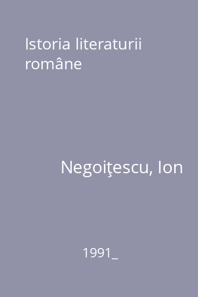 Istoria literaturii române