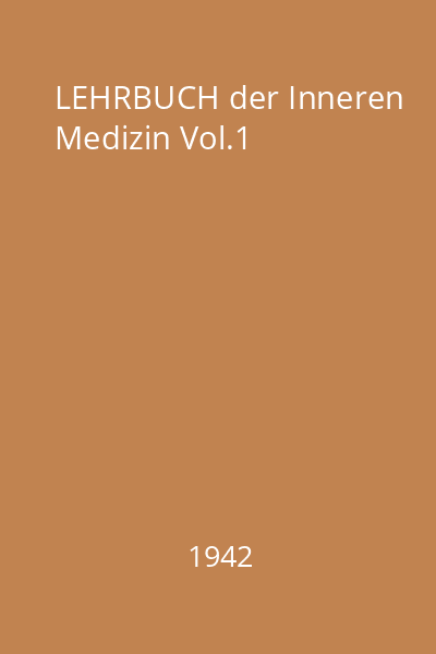 LEHRBUCH der Inneren Medizin Vol.1