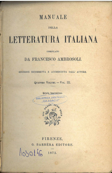 MANUALE della Letteratura Italiana Vol.3-4