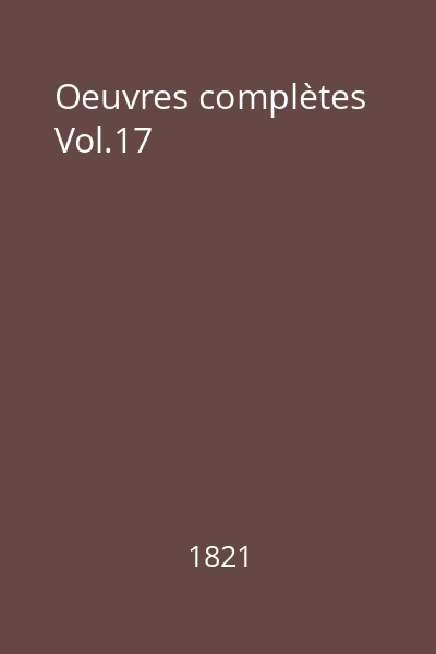 Oeuvres complètes Vol.17