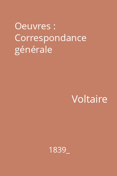 Oeuvres : Correspondance générale