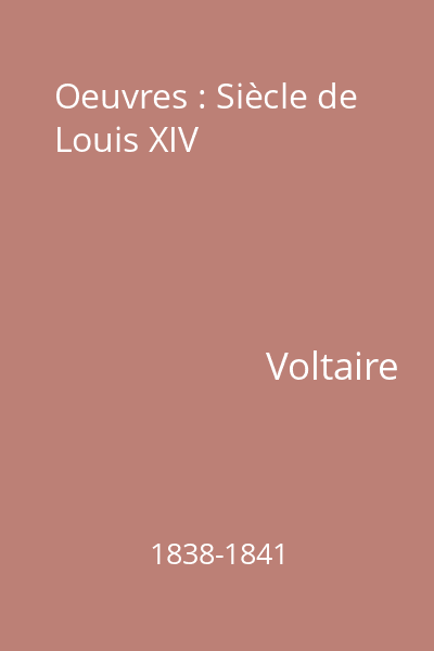 Oeuvres : Siècle de Louis XIV