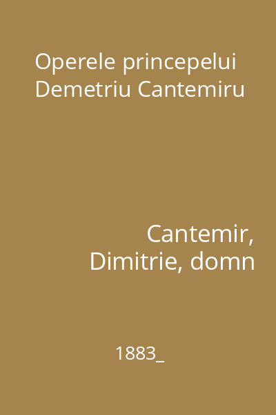 Operele princepelui Demetriu Cantemiru