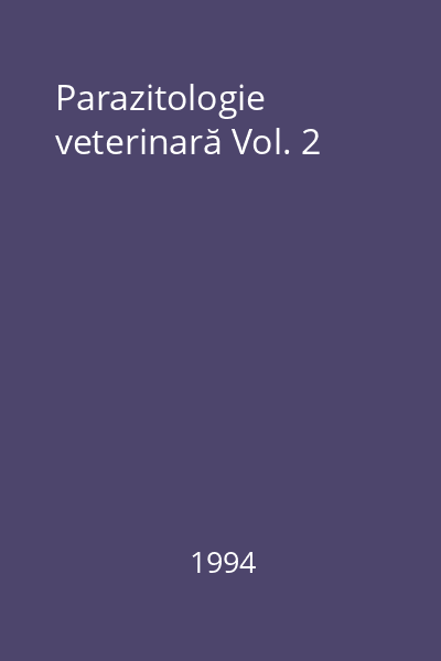 Parazitologie veterinară Vol. 2